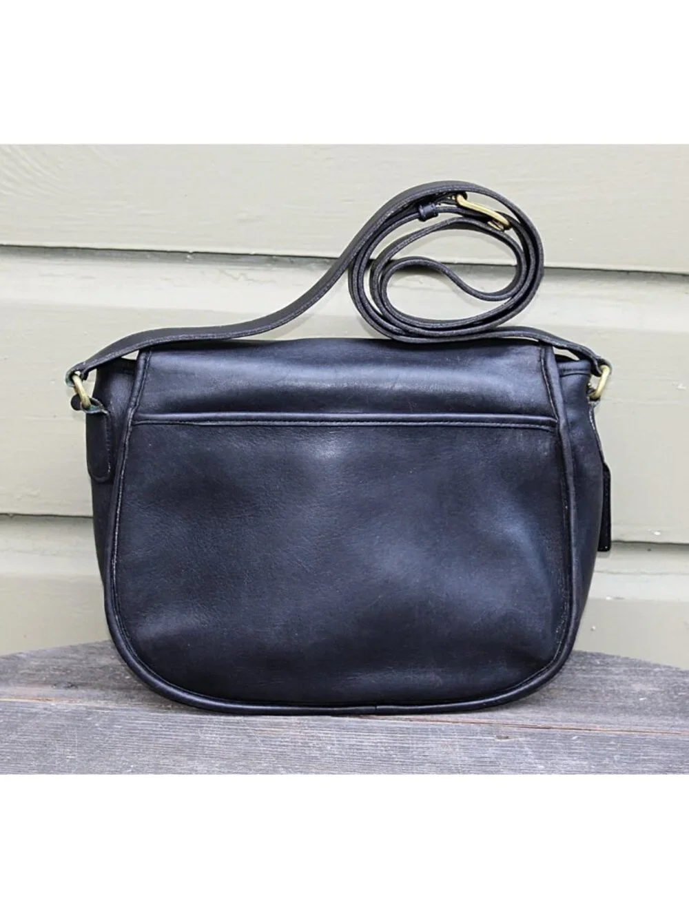Coach Vintage - Lenox Crossbody Bag 9918, Black + Brass Turnlock, USA 1980s